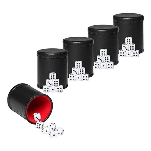 RERIVER Juego de 5 vasos de piel sintética con 6 dados de_2