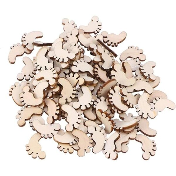 Amosfun 100 piezas de madera con forma de pie adornos de_1