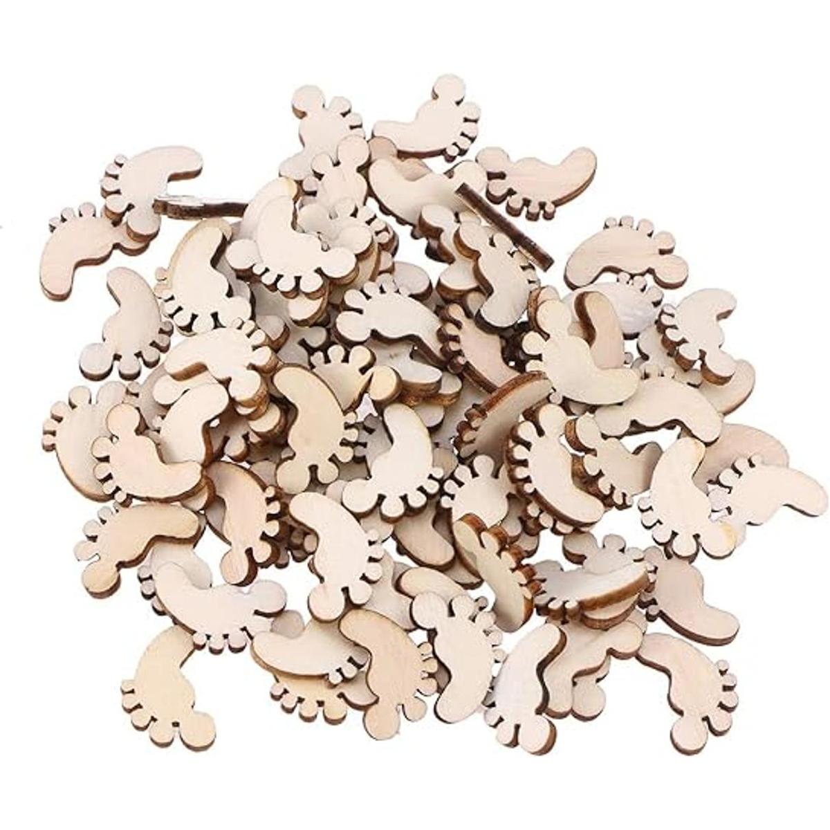 Amosfun 100 piezas de madera con forma de pie adornos de