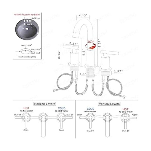 TRUSTMI grifo para lavamanos de baño. Negro