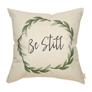 Fahrendom Rustic Be Still Funda de cojín decorativa con