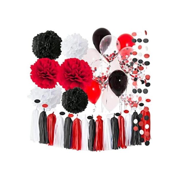 Decoraciones de graduación de color rojo negro y rojo 2021