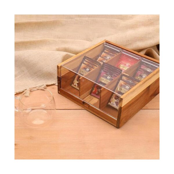 HTB Organizador de bolsas de té de madera de acacia 6_2