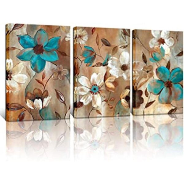 Biuteawal Pintura abstracta de flores sobre lienzo arte_1