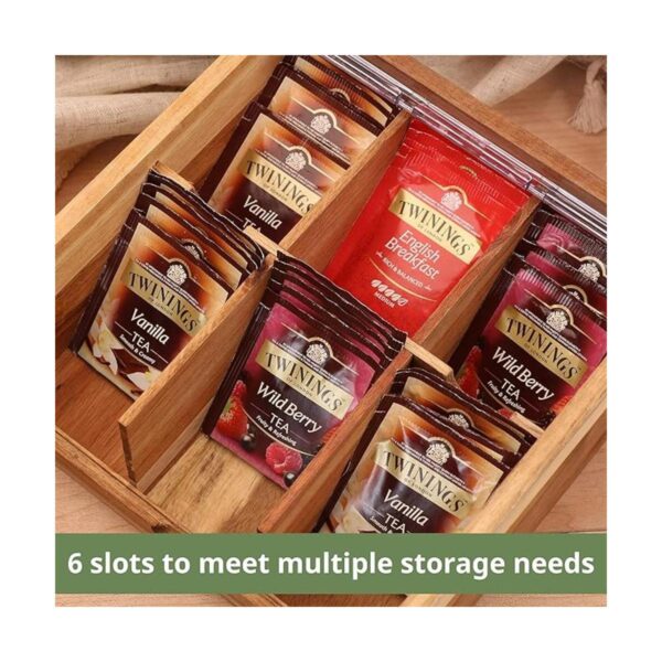 HTB Organizador de bolsas de té de madera de acacia 6_5