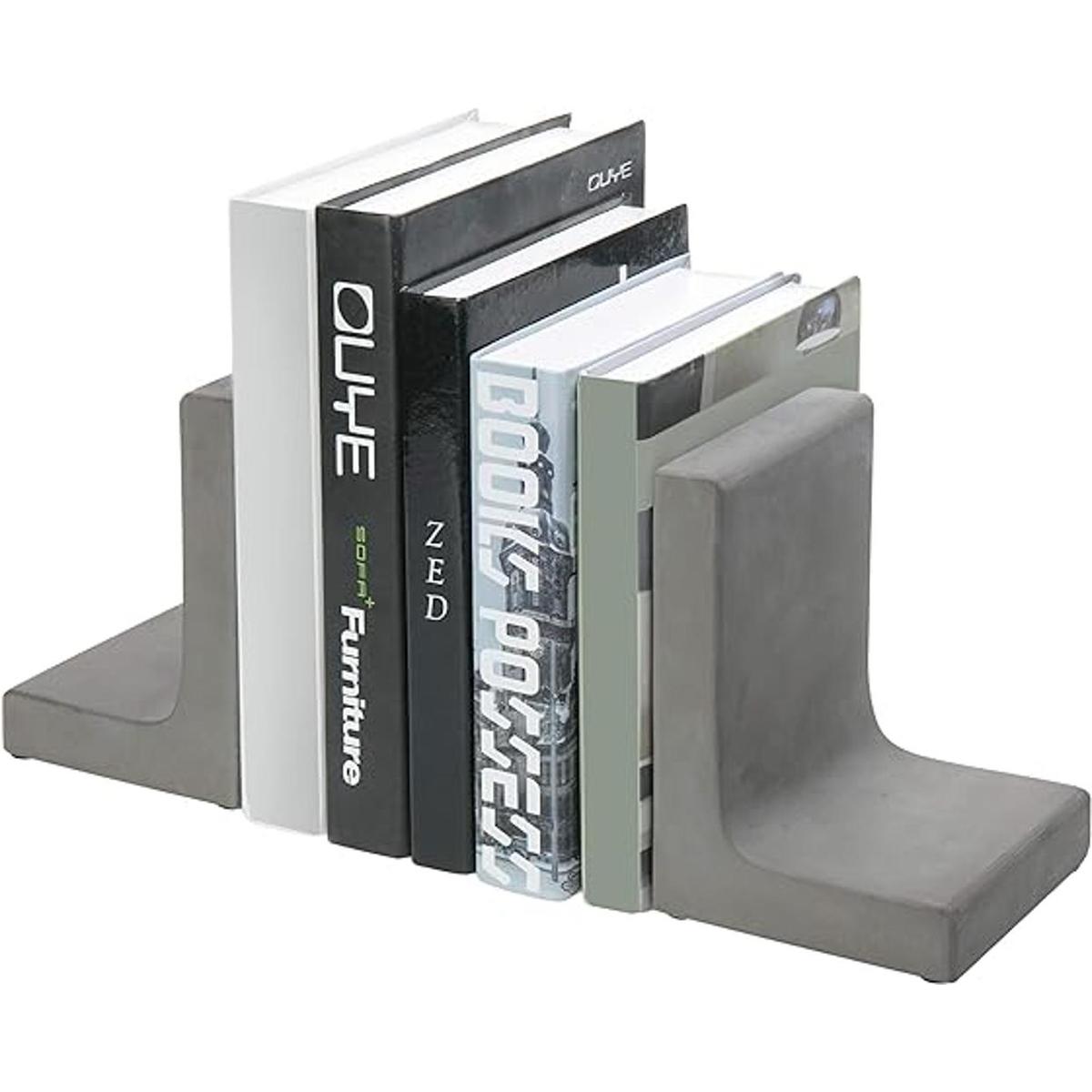MyGift Sujetalibros decorativos de color gris cemento para