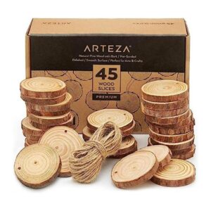 Arteza Rebanadas de madera 45 piezas con corteza de pino_1