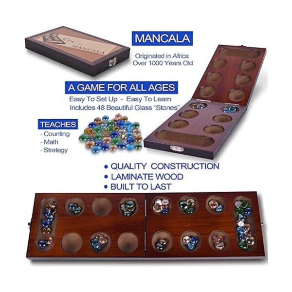 RNK Gaming Mancala Juego de mesa con tablero de madera_3