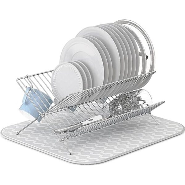 Simple Houseware Escurridor de platos plegable con tapete_6