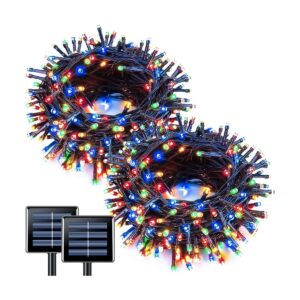 JMEXSUSS Paquete de 2 luces solares de 100 luces LED de_1
