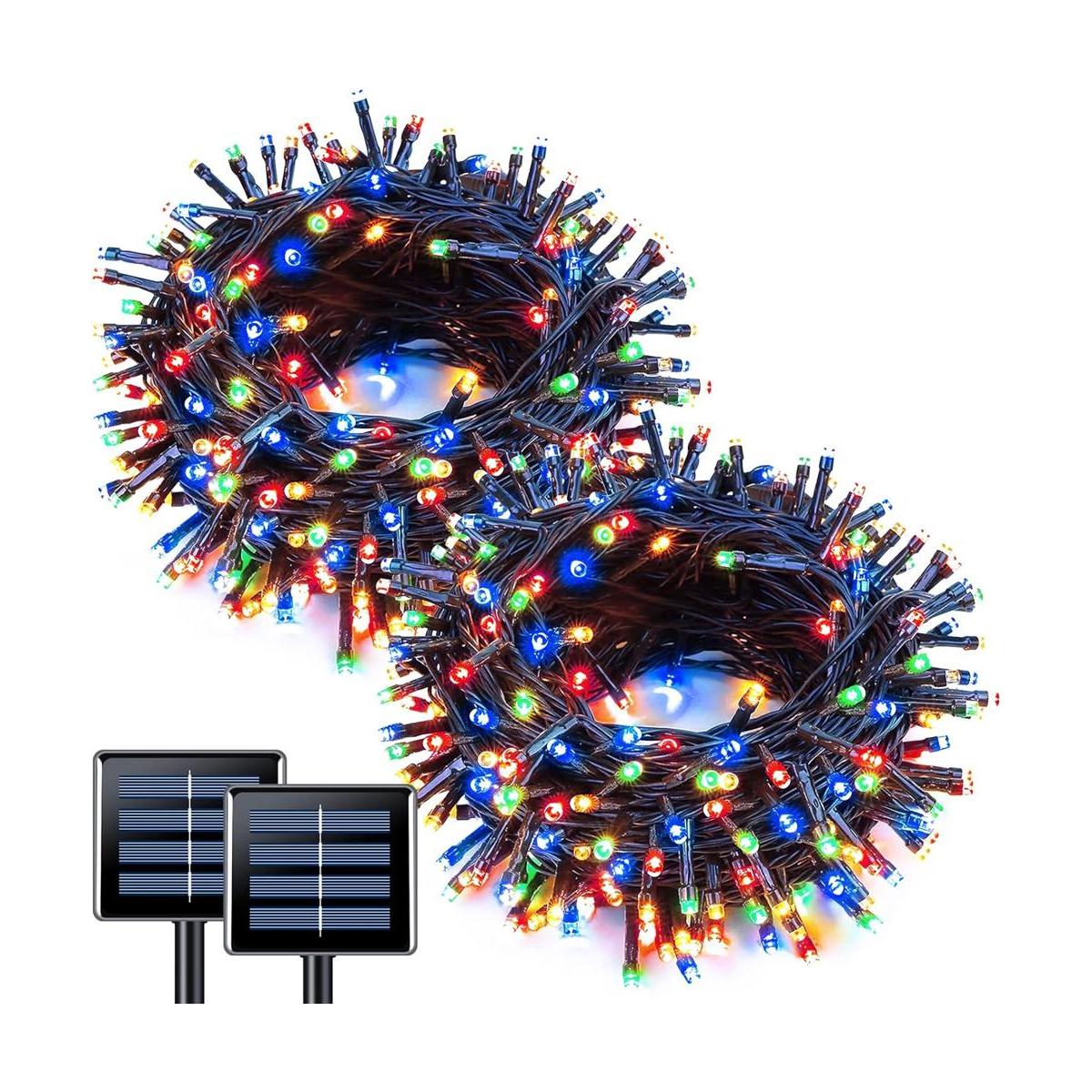 JMEXSUSS Paquete de 2 luces solares de 100 luces LED de