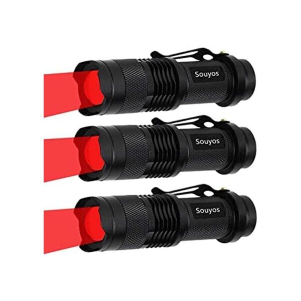 Paquete de 3 linternas de luz roja 3 modos linterna LED_1