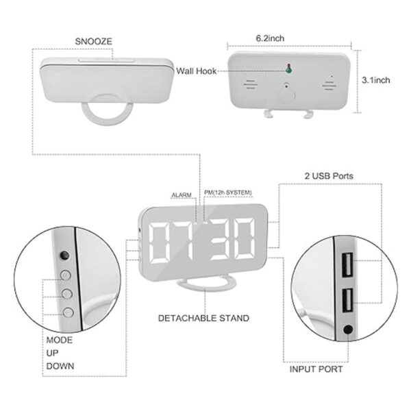 Despertador digital con pantalla LED grande con superficie_4