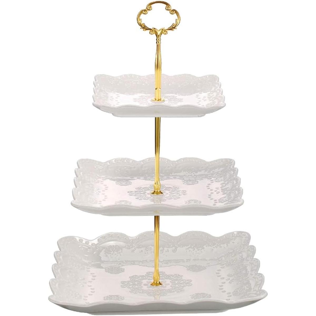 Sumerflos Soporte para cupcakes de porcelana de 3 niveles