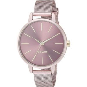 Nine West Reloj pulsera de malla rosa NW2280PKPK para_1