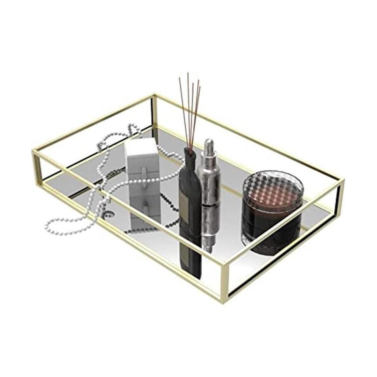 Cq acrylic Bandeja decorativa con fondo de espejo y
