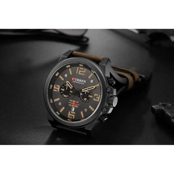Reloj de acero inoxidable con correa de cuero estilo_4