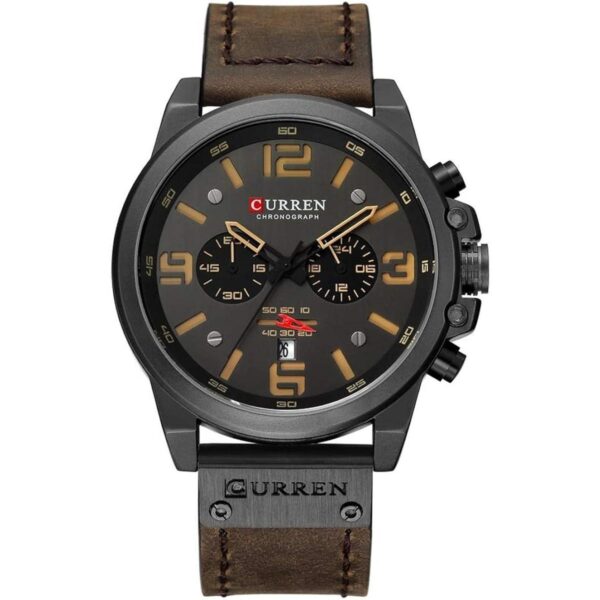 Reloj de acero inoxidable con correa de cuero estilo_1