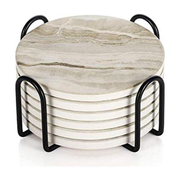LIFVER Posavasos absorbentes con soporte juego de 6_1
