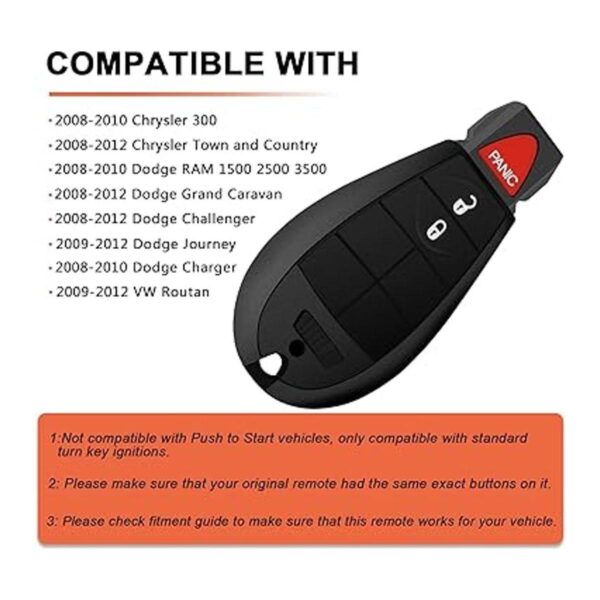 SaverRemotes Llavero de 3 botones compatible con Dodge_3