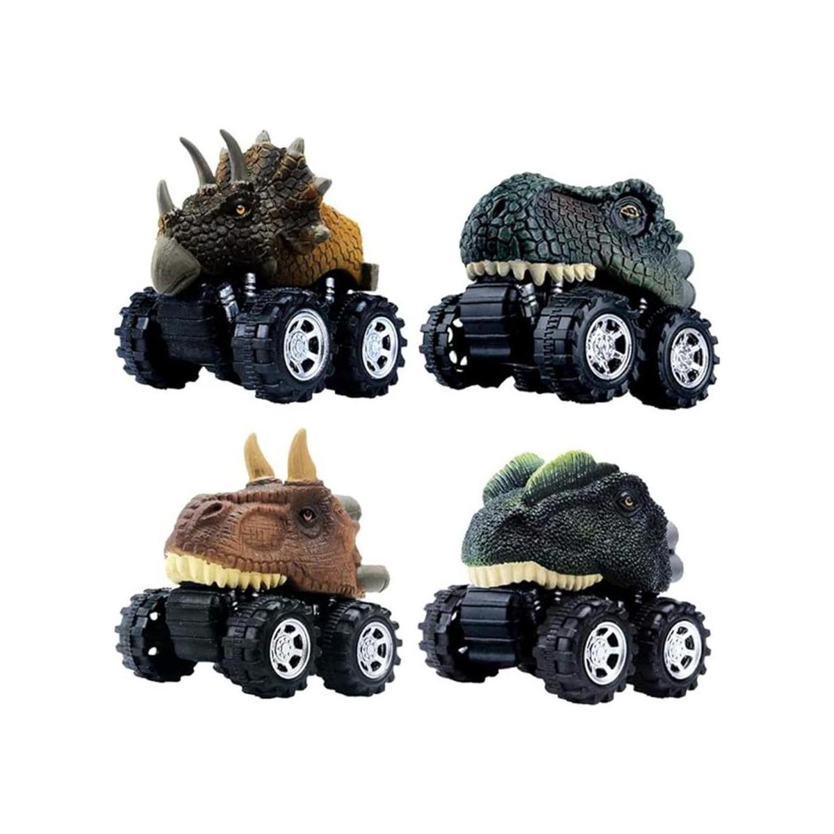 DINOBROS Juguetes de dinosaurio para coche paquete de 4