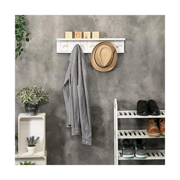 MyGift Estante de baño flotante de madera blanca con 5