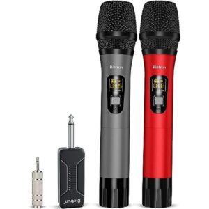 Bietrun Micrófono inalámbrico dual UHF de mano de metal_1