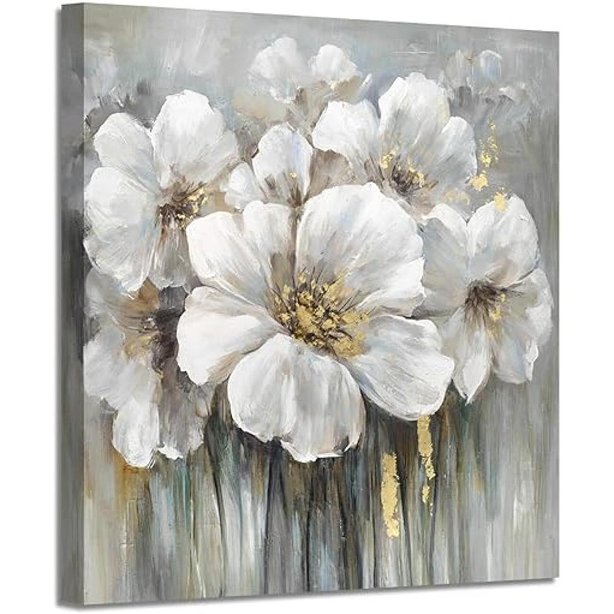 Arte de pared en lienzo floral con estampado de lirio