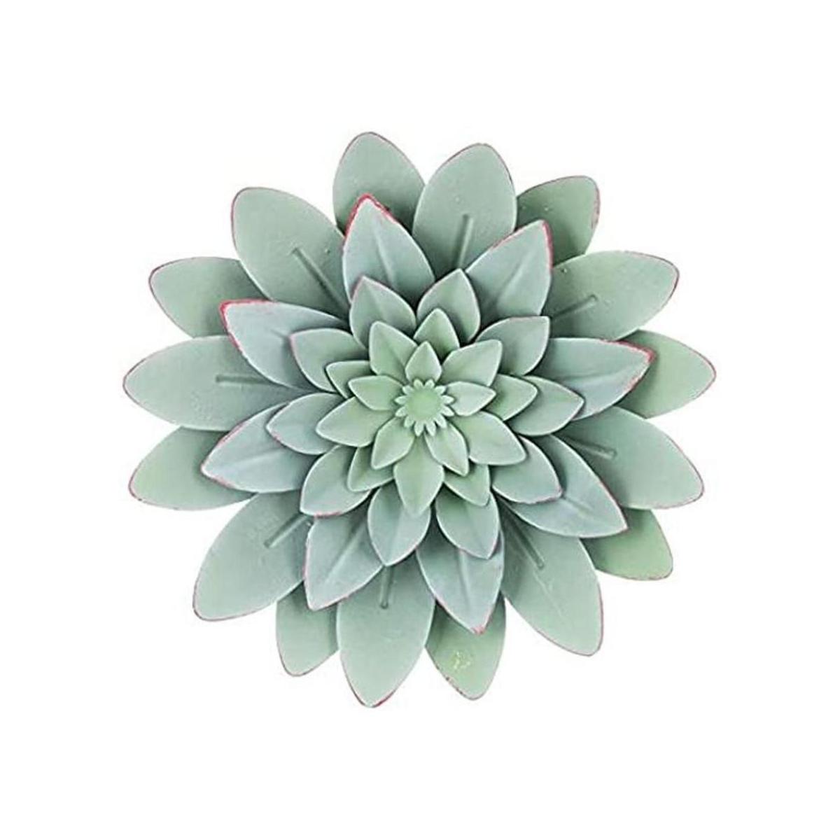 Everydecor Decoración de pared de metal suculento verde