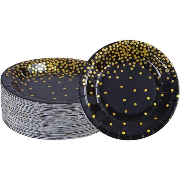 Aneco 60 platos de papel desechables de bronce negro de 7_1