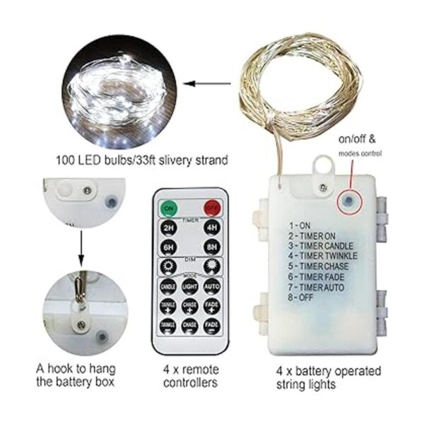 Guirnalda de luces LED funciona con pilas con temporizador_4