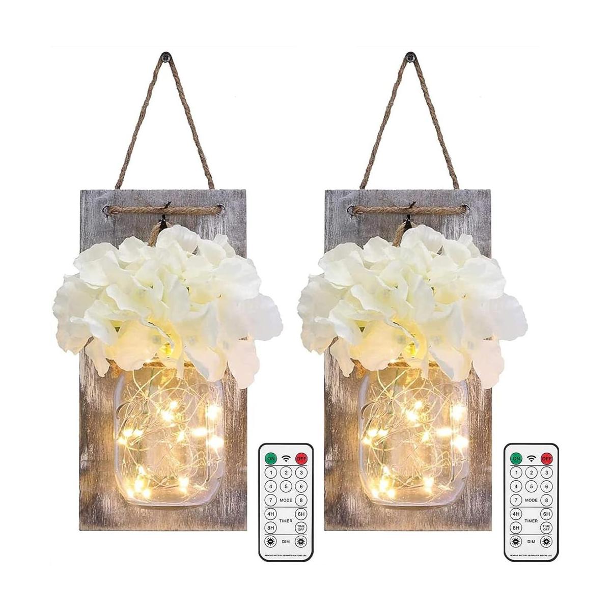 Luces de pared Mason Jar con control remoto decoración