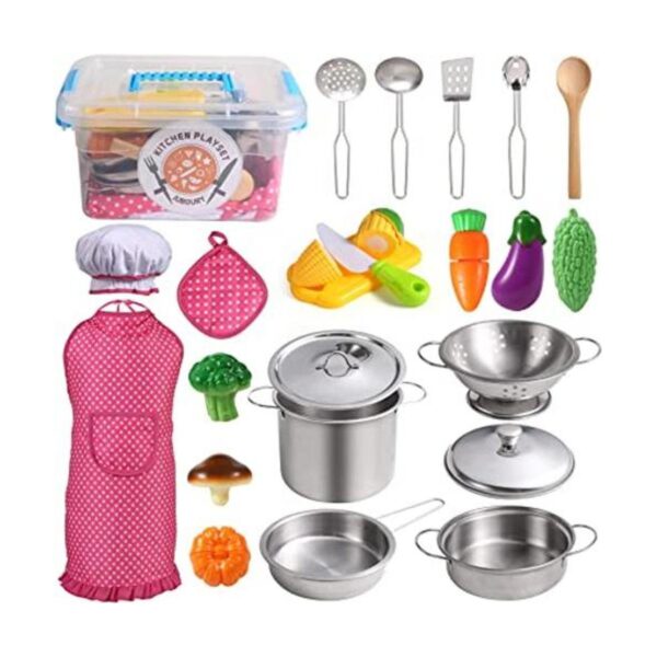 Juboury Juego de juguetes de cocina con utensilios de_1