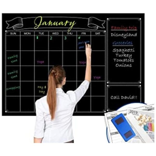 Calendario de pared de pizarra grande laminado negro de_1