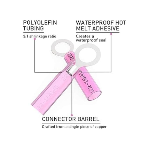 Conectores de anillos con termorretráctiles rojos 2218 AWG