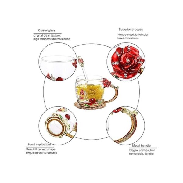 ONEPENG Tazas de té de flores con cuchara tazas de café_3