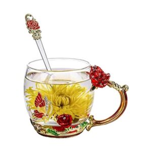 ONEPENG Tazas de té de flores con cuchara tazas de café_1