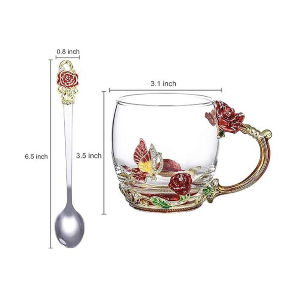 ONEPENG Tazas de té de flores con cuchara tazas de café_2