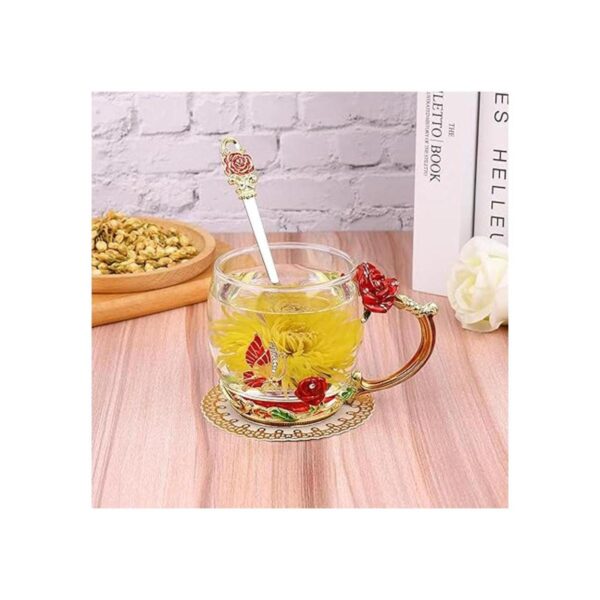 ONEPENG Tazas de té de flores con cuchara tazas de café_5