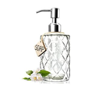 JASAI Diamond Design Dispensador de jabón de vidrio de 12