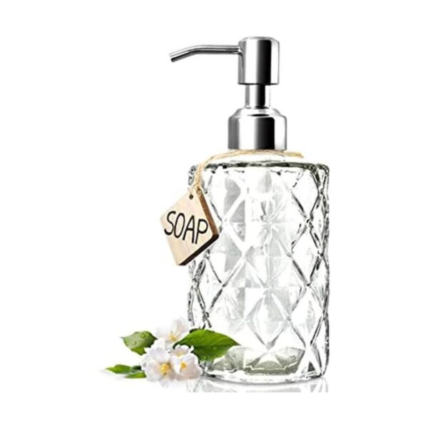 JASAI Diamond Design Dispensador de jabón de vidrio de 12