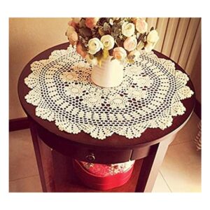 Damanni Mantel de algodón beige hecho a mano con encaje de_1