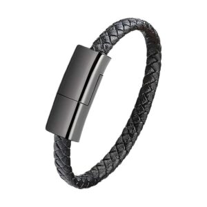 GVUSMIL Pulseras trenzadas de cuero con carga USB para_1