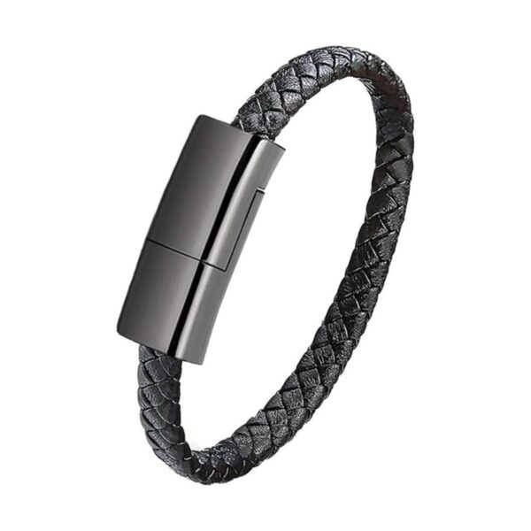 GVUSMIL Pulseras trenzadas de cuero con carga USB para_1
