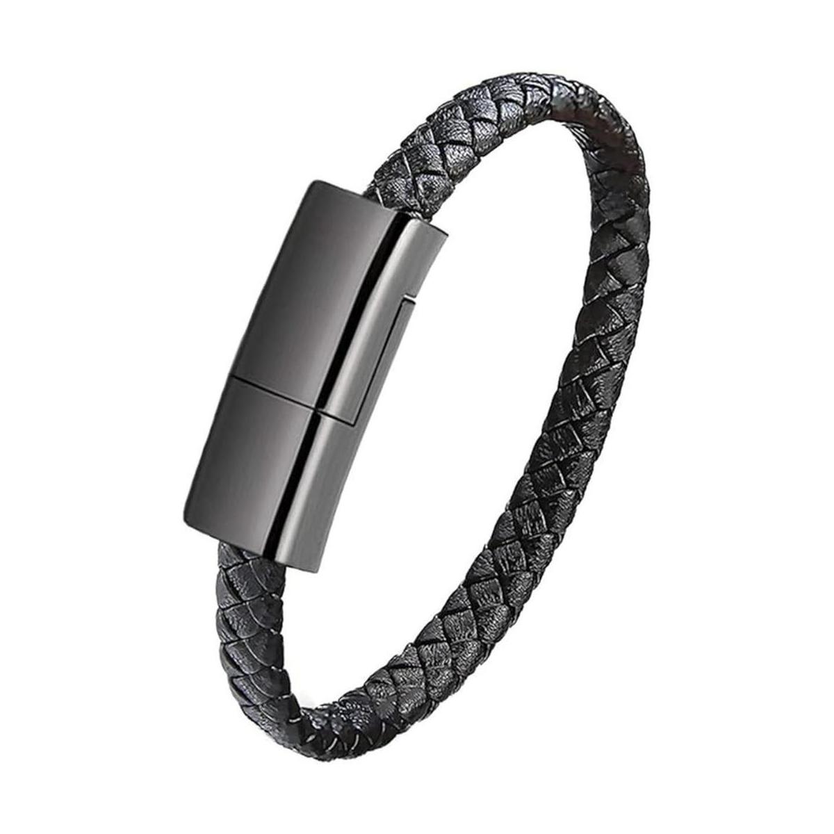 GVUSMIL Pulseras trenzadas de cuero con carga USB para