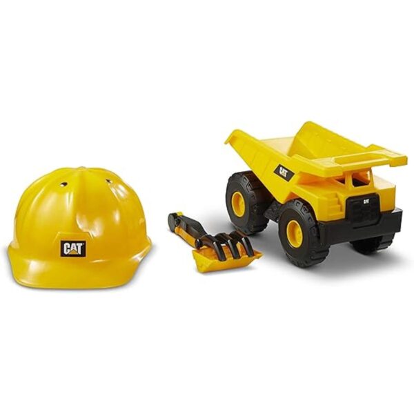 Camión volquete de construcción para gatos con sombrero