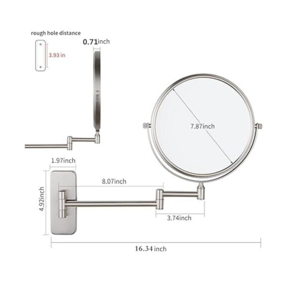 Nicesail Espejo de pared de 8 pulgadas con cepillo de