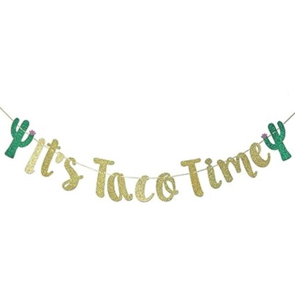 Its Taco Time Banner Banderines para fiesta de_1