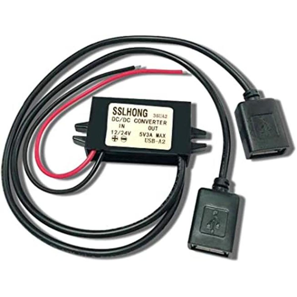 SSLHONG Convertidor de CC impermeable de 12 V 24 V a 5 V