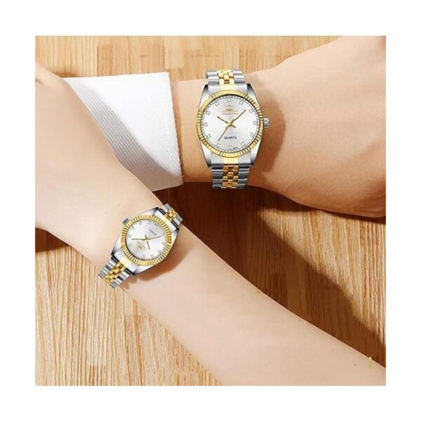 JewelryWe Reloj de pulsera de cuarzo de acero inoxidable